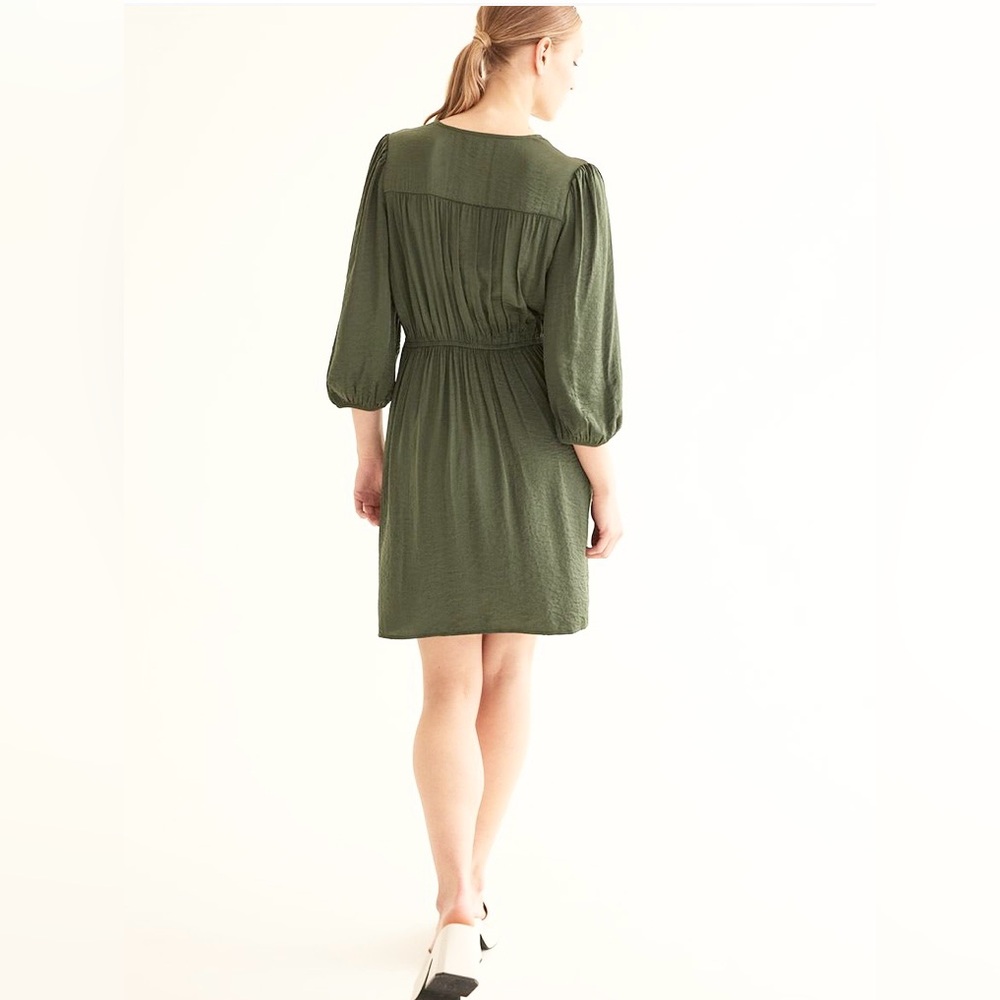 Sz S Reitmans midi dress 3/4-Sleeve Empire Dress with Pleats green - Picture 2 of 10